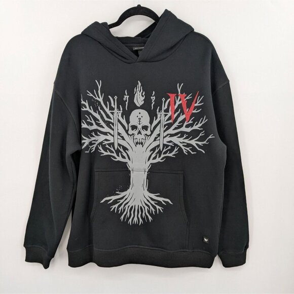 Diablo IV Hoodie The Wild Collective Size L Graphic Skull Tree Rune Gamer Gothic - Picture 1 of 9